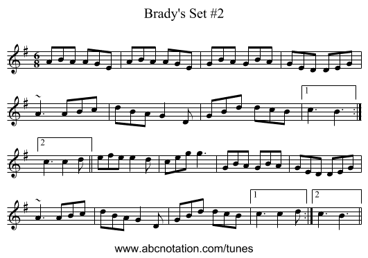 Brady's Set #2 - staff notation