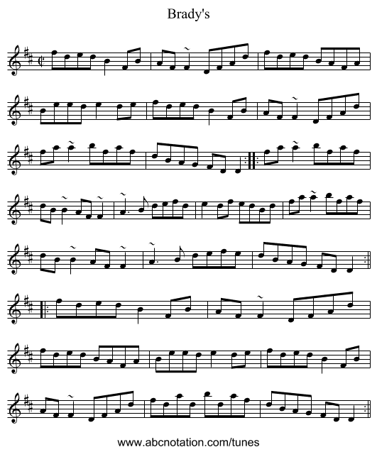 Brady's - staff notation