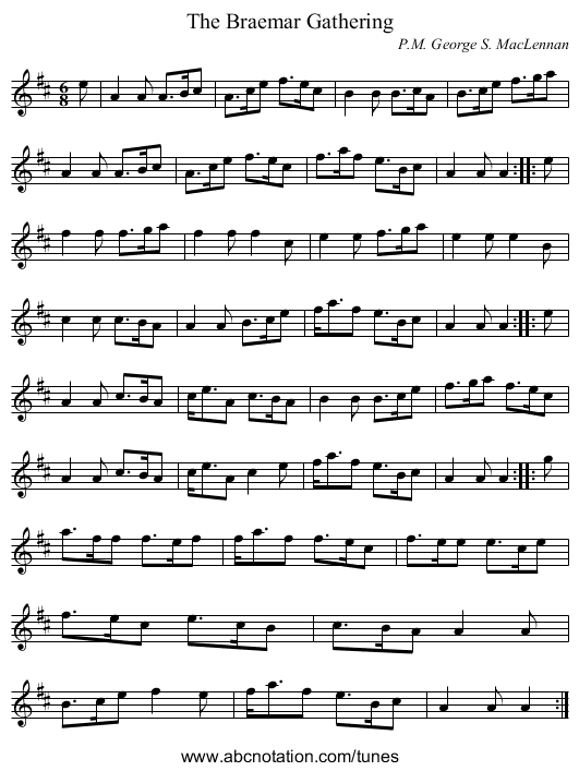 Braemar Gathering, The - staff notation