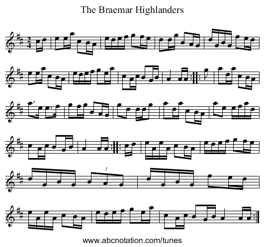 Braemar Highlanders, The - staff notation
