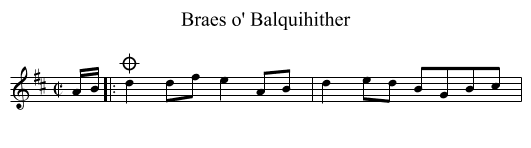Braes o' Balquihither - staff notation