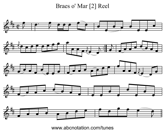 Braes o' Mar [2] Reel - staff notation