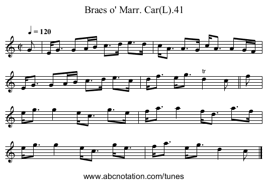 Braes o' Marr. Car(L).41 - staff notation