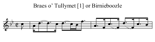 Braes o’ Tullymet [1] or Birnieboozle - staff notation