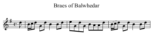 Braes of Balwhedar - staff notation