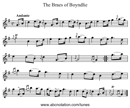 Braes of Boyndlie, The - staff notation