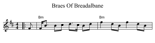 Braes Of Breadalbane - staff notation