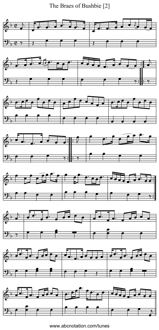 Braes of Bushbie [2], The - staff notation