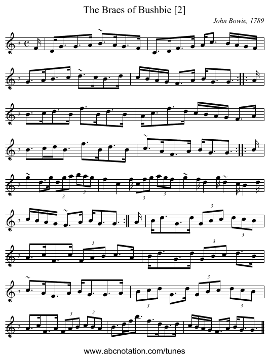 Braes of Bushbie [2], The - staff notation