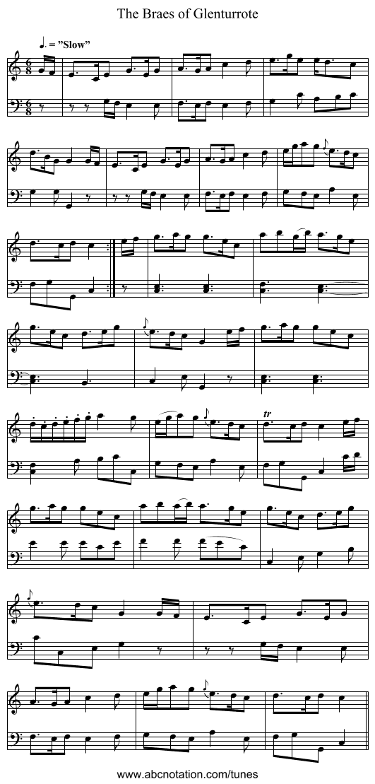 Braes of Glenturrote, The - staff notation