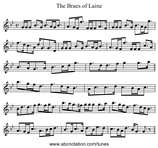 Braes of Laine, The - staff notation