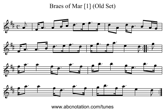 Braes of Mar [1] (Old Set) - staff notation