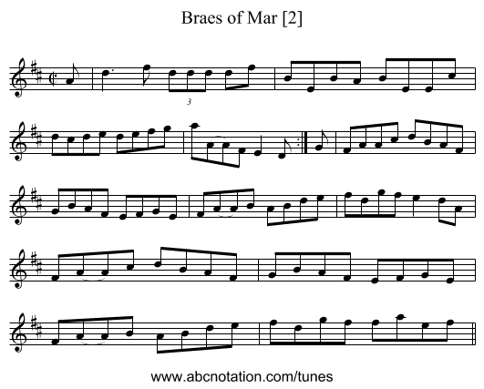 Braes of Mar [2] - staff notation