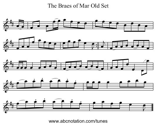Braes of Mar Old Set, The - staff notation