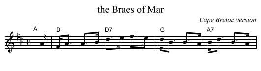 Braes of Mar, the  - staff notation