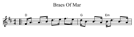 Braes Of Mar - staff notation