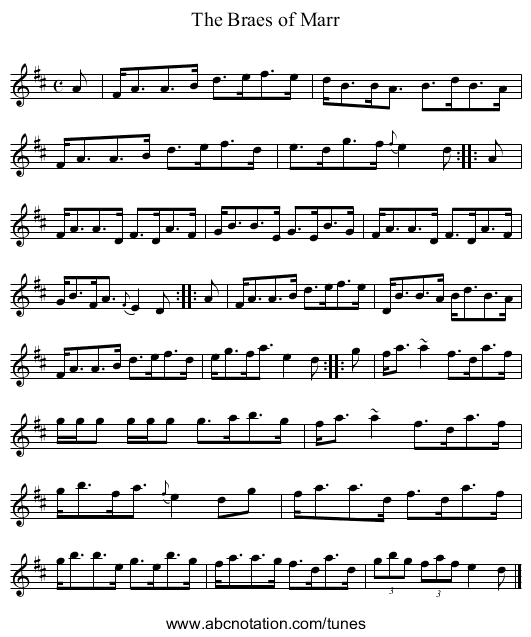 Braes of Marr, The - staff notation