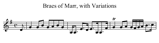Braes of Marr, with Variations - staff notation