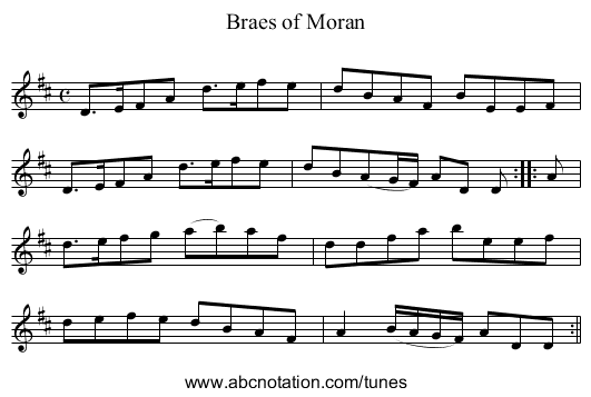 Braes of Moran - staff notation