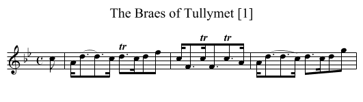 Braes of Tullymet [1], The - staff notation