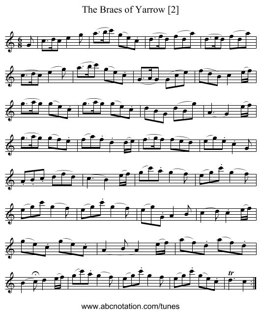 Braes of Yarrow [2], The - staff notation