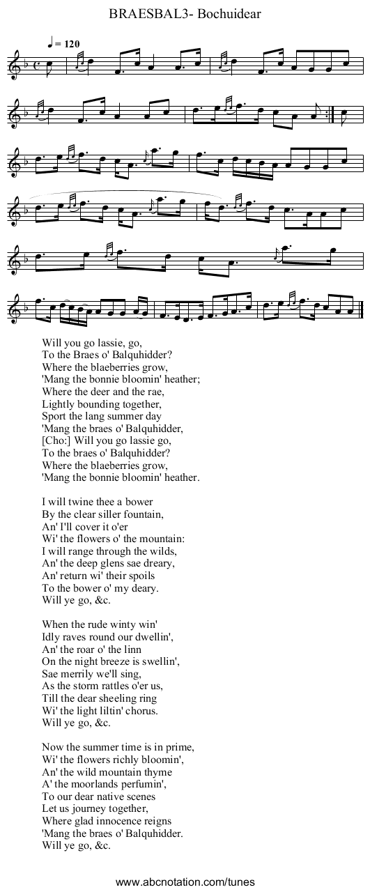 BRAESBAL3- Bochuidear - staff notation