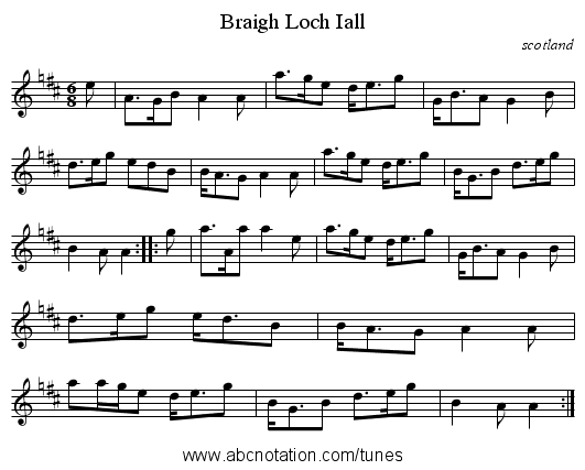 Braigh Loch Iall - staff notation