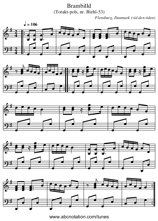 Brambilld - staff notation