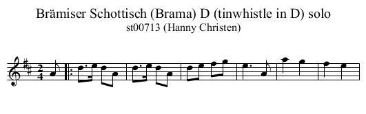 Br&auml;miser Schottisch (Brama) D (tinwhistle in D) solo - staff notation