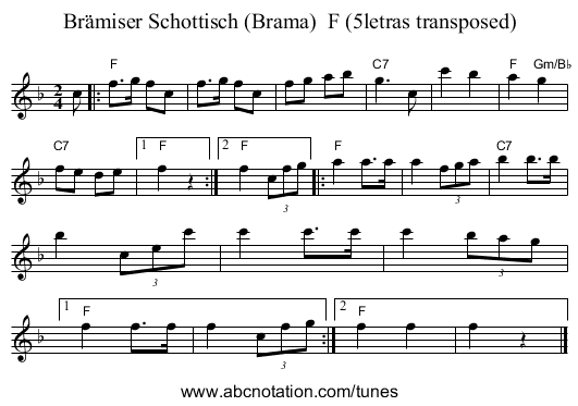 Brämiser Schottisch (Brama) F (5letras transposed) - staff notation