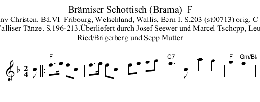 Br&auml;miser Schottisch (Brama)  F - staff notation