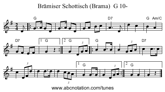 Brämiser Schottisch (Brama) G 10- - staff notation