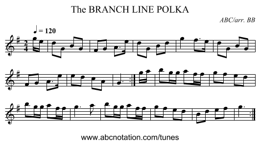 BRANCH LINE POLKA, The - staff notation