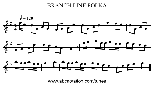 BRANCH LINE POLKA - staff notation