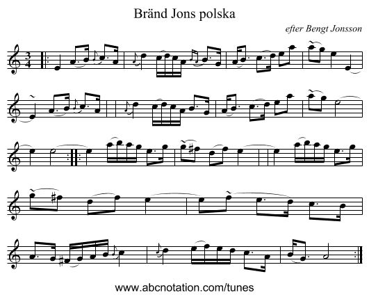 Br&auml;nd Jons polska - staff notation