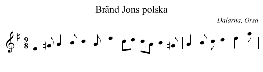 Bränd Jons polska - staff notation