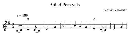 Bränd Pers vals - staff notation