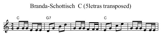 Branda-Schottisch  C (5letras transposed) - staff notation