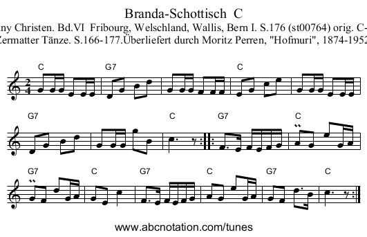 Branda-Schottisch  C - staff notation