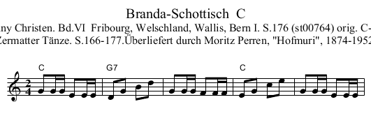 Branda-Schottisch  C - staff notation