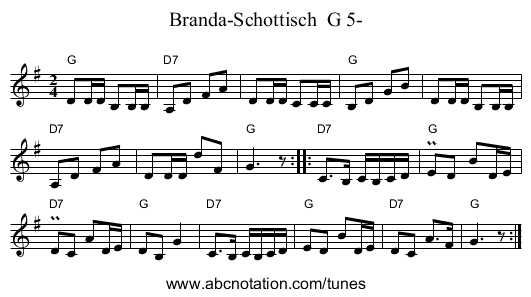 Branda-Schottisch G 5- - staff notation