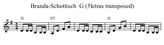 Branda-Schottisch  G (5letras transposed) - staff notation