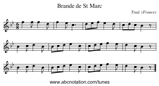 Brande de St Marc - staff notation