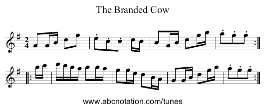 Branded Cow, The - staff notation