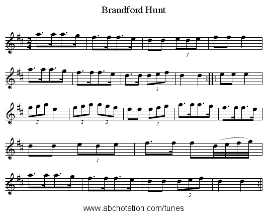 Brandford Hunt - staff notation