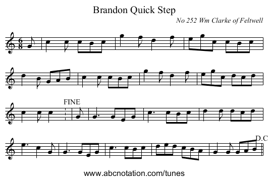 Brandon Quick Step - staff notation