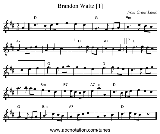 Brandon Waltz [1] - staff notation