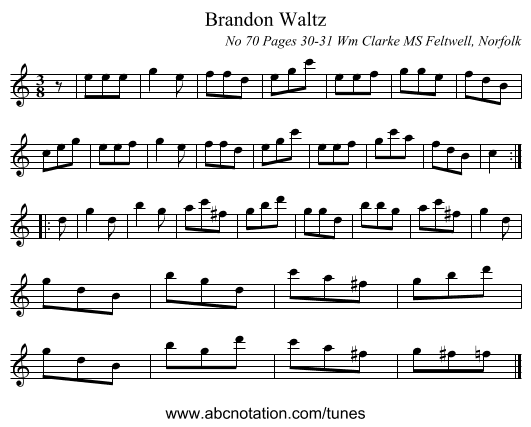 Brandon Waltz - staff notation
