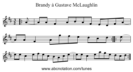 Brandy à Gustave McLaughlin - staff notation