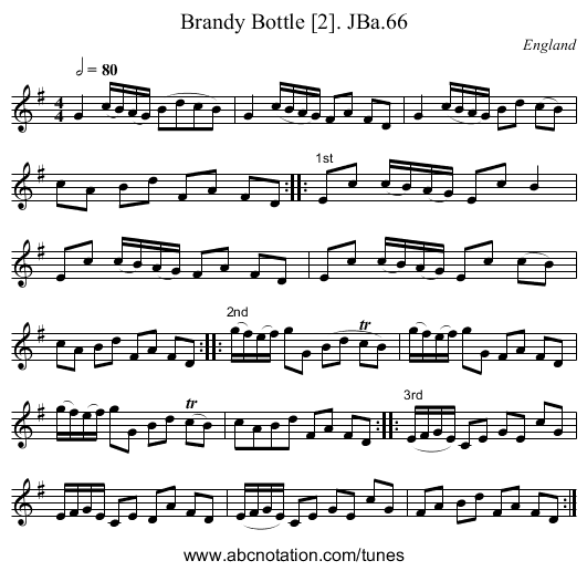 Brandy Bottle [2]. JBa.66 - staff notation